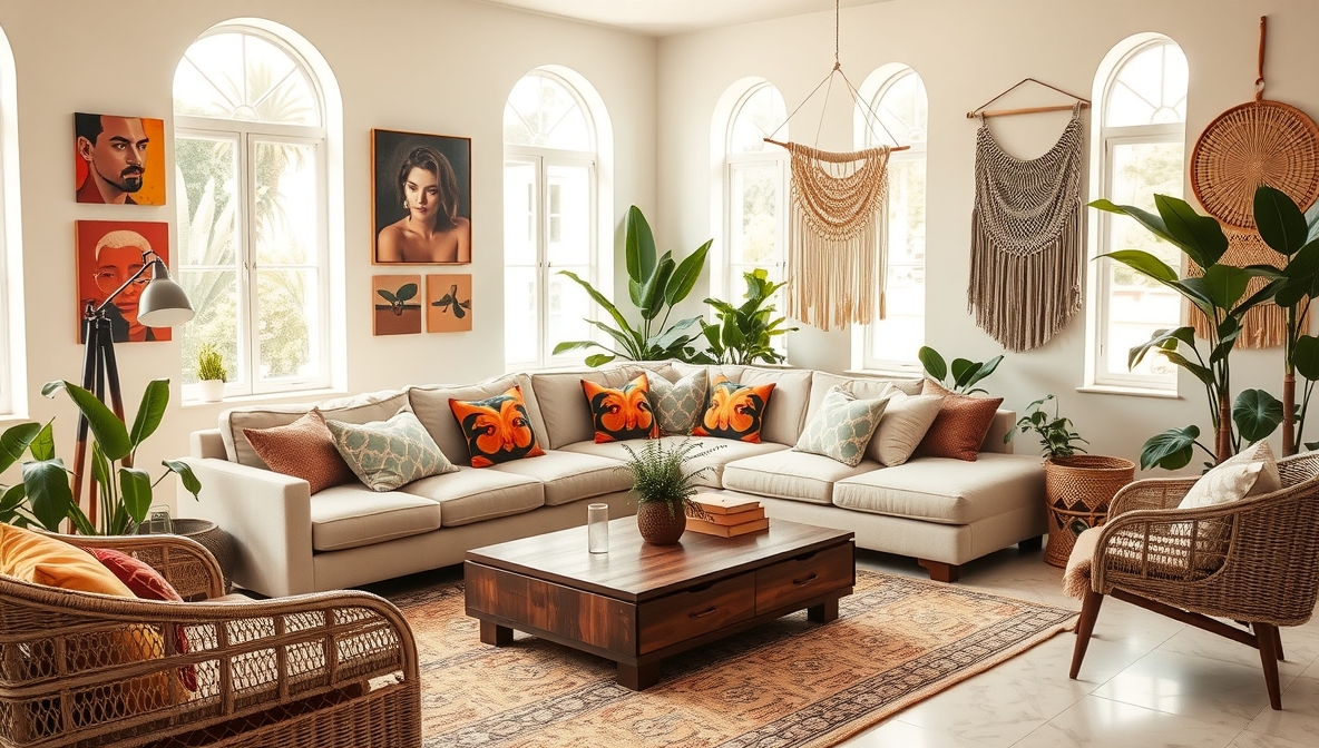 Gorgeous Boho Mid-Century Modern Living Room Ideas